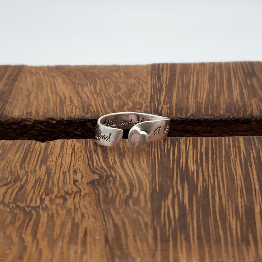 Size 10.5 925 Sterling Silver Mother Child Saying Open Worn Ring